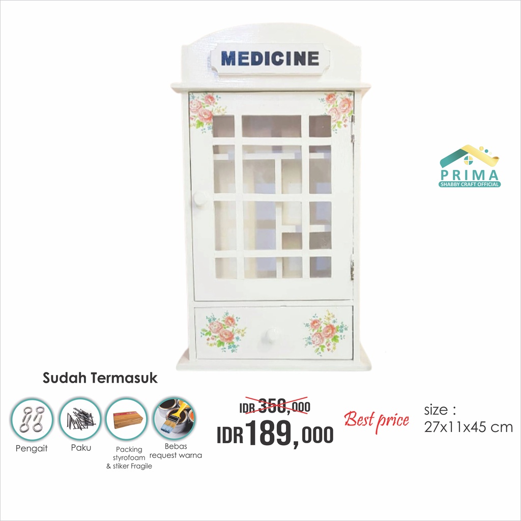 PSO Kotak Obat P3k BIGSIZE Rak Penyimpanan Gantung Dinding Kayu Laci Medicine