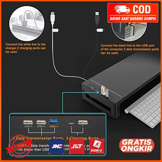 Meja Laptop Desk Monitor Stand with USB 3.0 and Charging Port KM51