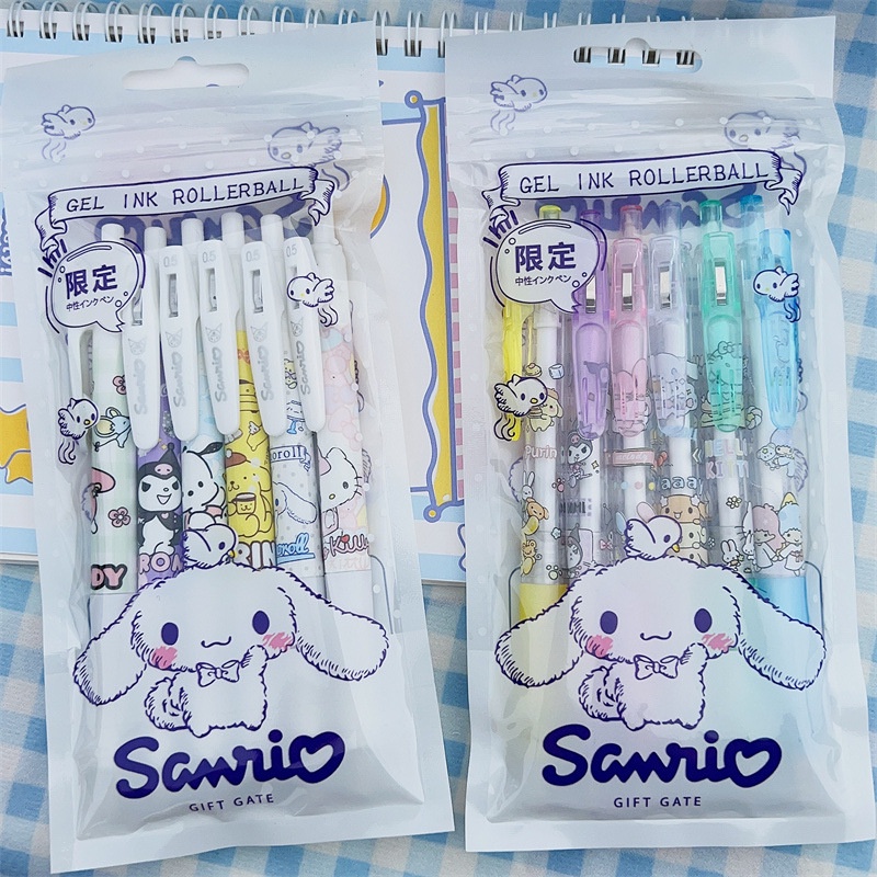 6pcs / Set Pulpen Gel 0.5mm Warna Hitam Untuk Stationery Anak