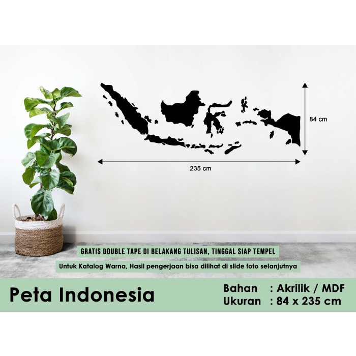 Peta Indonesia - lebar 235 cm - Akrilik / MDF