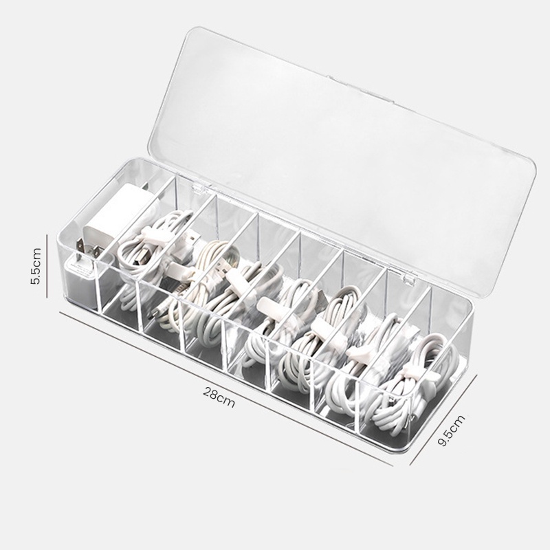 (CTSHOP)Acrylic MakeUp Custom Tempat Bedak Lipstik Kabel Remot Aksesoris Serbaguna 8 Slot Cable Storage Organiser