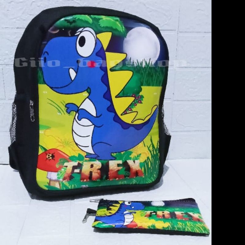 Tas anak Sekolah Laki-laki TK / SD Motif Kartun Dino / Dinosaurus.