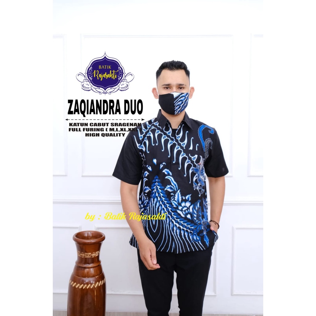 ZAQIANDRA DUO RAJASAKTI BATIKSOLOAMANAH KEMEJA BATIK PRIA SOLO LENGAN PANJANG PENDEK LAPIS FURING ATASAN PREMIUM MODERN KATUN HALUS WARMADEWA DUI RAMAKRISHNA PEN CAHAYA 2  SEKUNTUM BUNGA TWO BANGSAWAN DUO BANGSAWAN BIRUDUO AYAM NAVI DIAMOND PEN BIRU