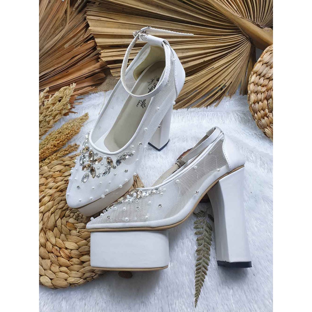 sepatu wedding cantik Shakila putih 12 cm