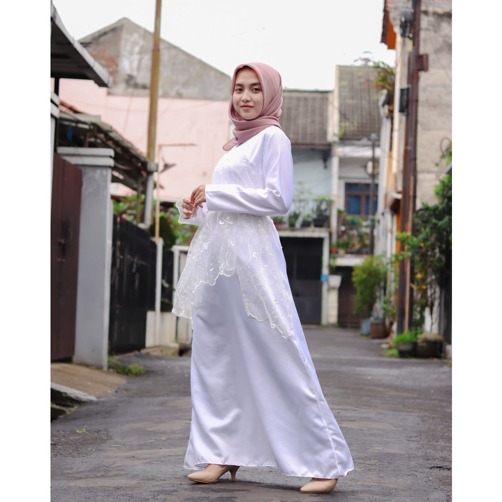 Izany dress satin wanita - dress brukat kondangan muslimah