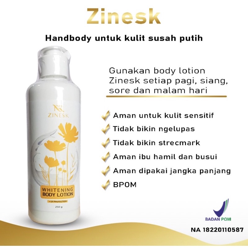 NR Zinesk RJNSKIN Hand Body Lotion Pemutih Badan Cepat Putih