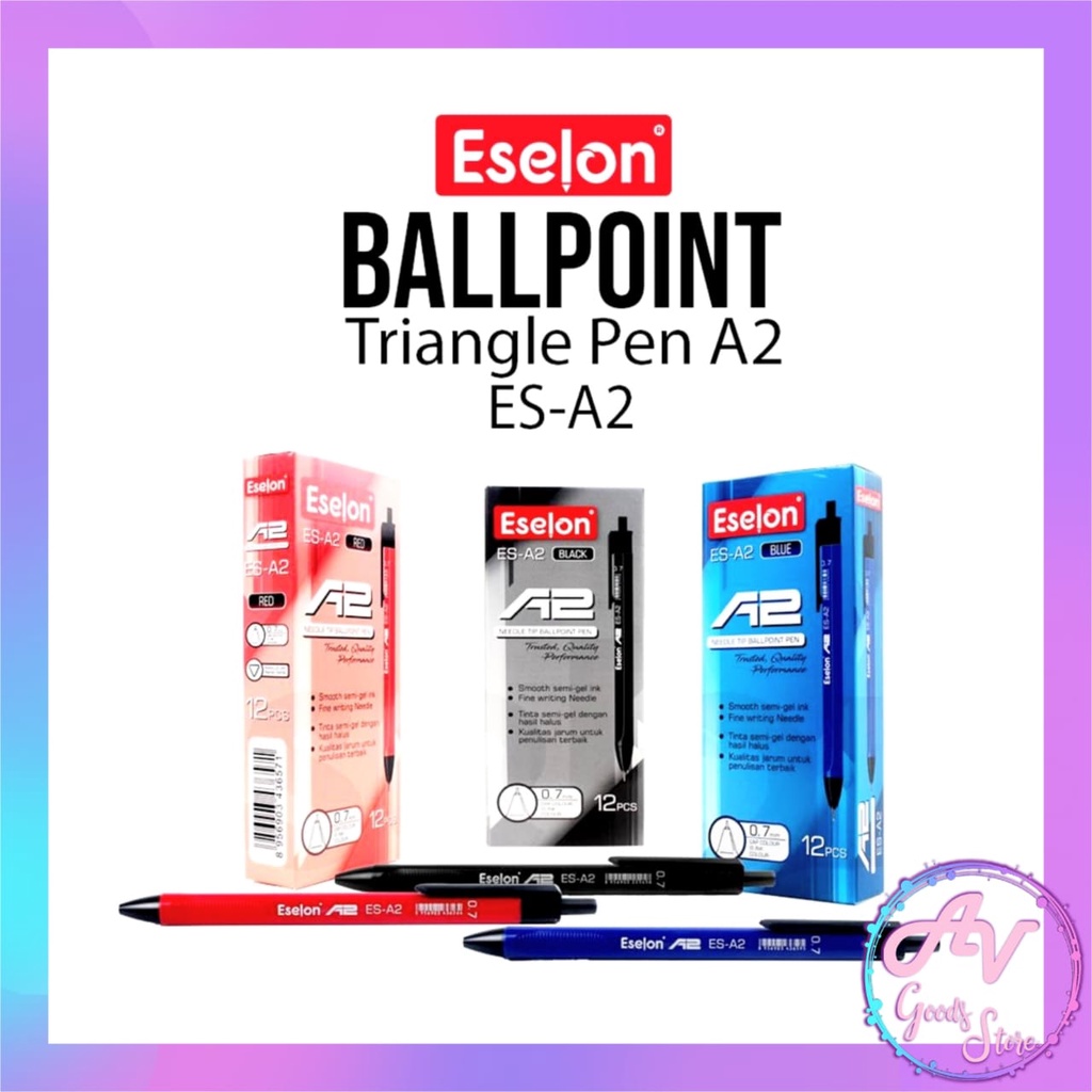 

Ballpoint Cetek Segitiga ES-A2 (12pcs) / 1Lusin Pulpen Semi Gel Triangle