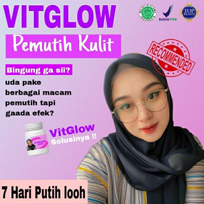 VitGlow Pemutih Kulit Wajah dan Seluruh Badan Kapsul Suplemen Whitening Khusus Wanita Aman BPOM