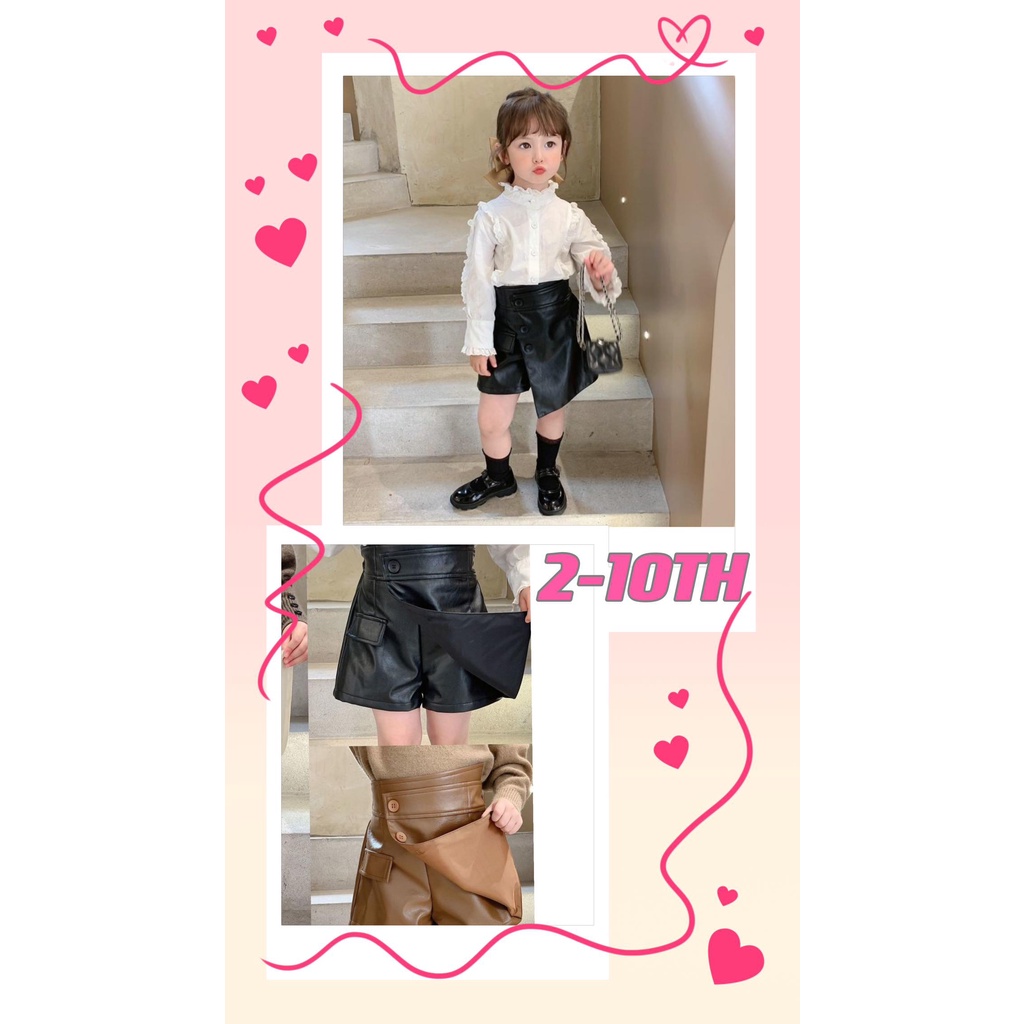 LEATHER mini celana rok anak perempuan outfit korea style 3-10th