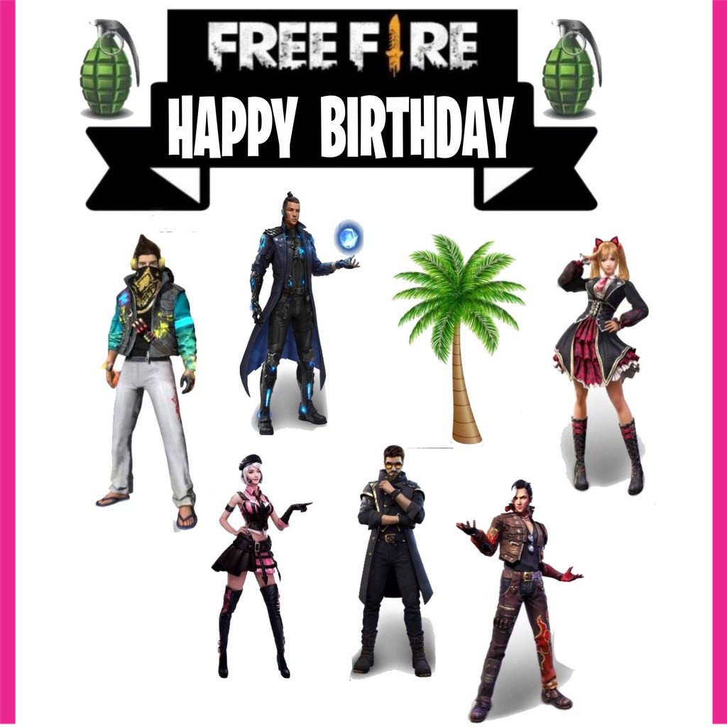 BIGBAG HIASAN KUE CUSTOM TOPPER CAKE ULANG TAHUN FREE FIRE