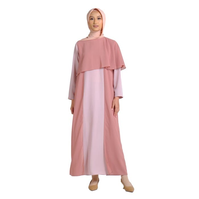 Zoya Gamis Muslim Polos Kombinasi Kanita Dress Pink