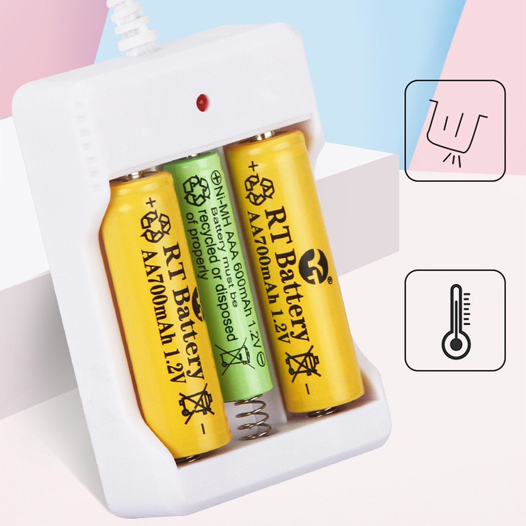 MurmerOfficial Battery Rechargeable Charger 3 Slot Usb AA/AAA Batre Isi Ulang R542