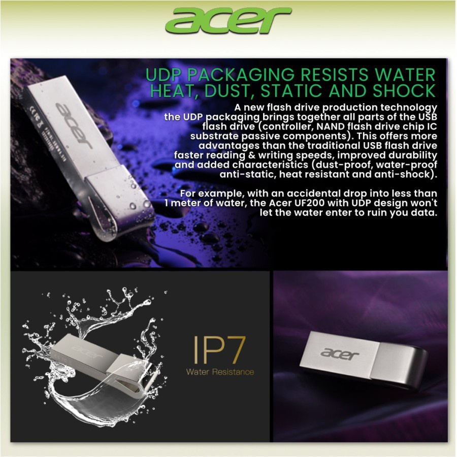 Acer UF200 USB Flashdisk 8Gb USB 2.0