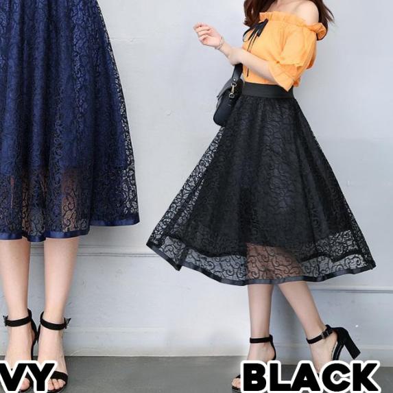 Nikita Midi Flare Skirt(#1615)/Rok midi/Rok maxi/Rok panjang - Beige