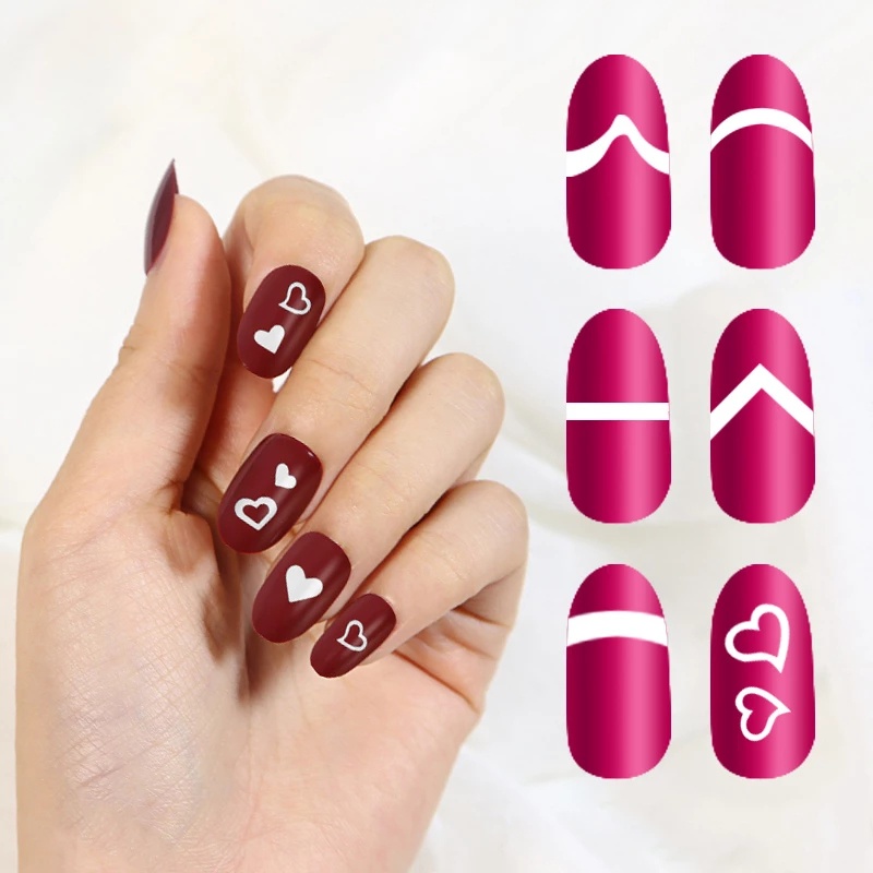 1 Lembar Stiker Stensil Panduan Bentuk Garis Gelombang Hati Bintang Untuk Aksesoris Nail Art Manicure