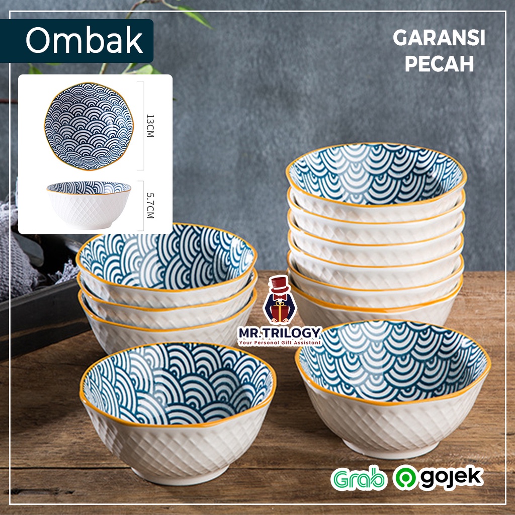 Mangkok Nasi Jepang Octagon 5 Inch Mangkuk Sup Keramik Tahan Panas Microwave Japanese Rice Bowl