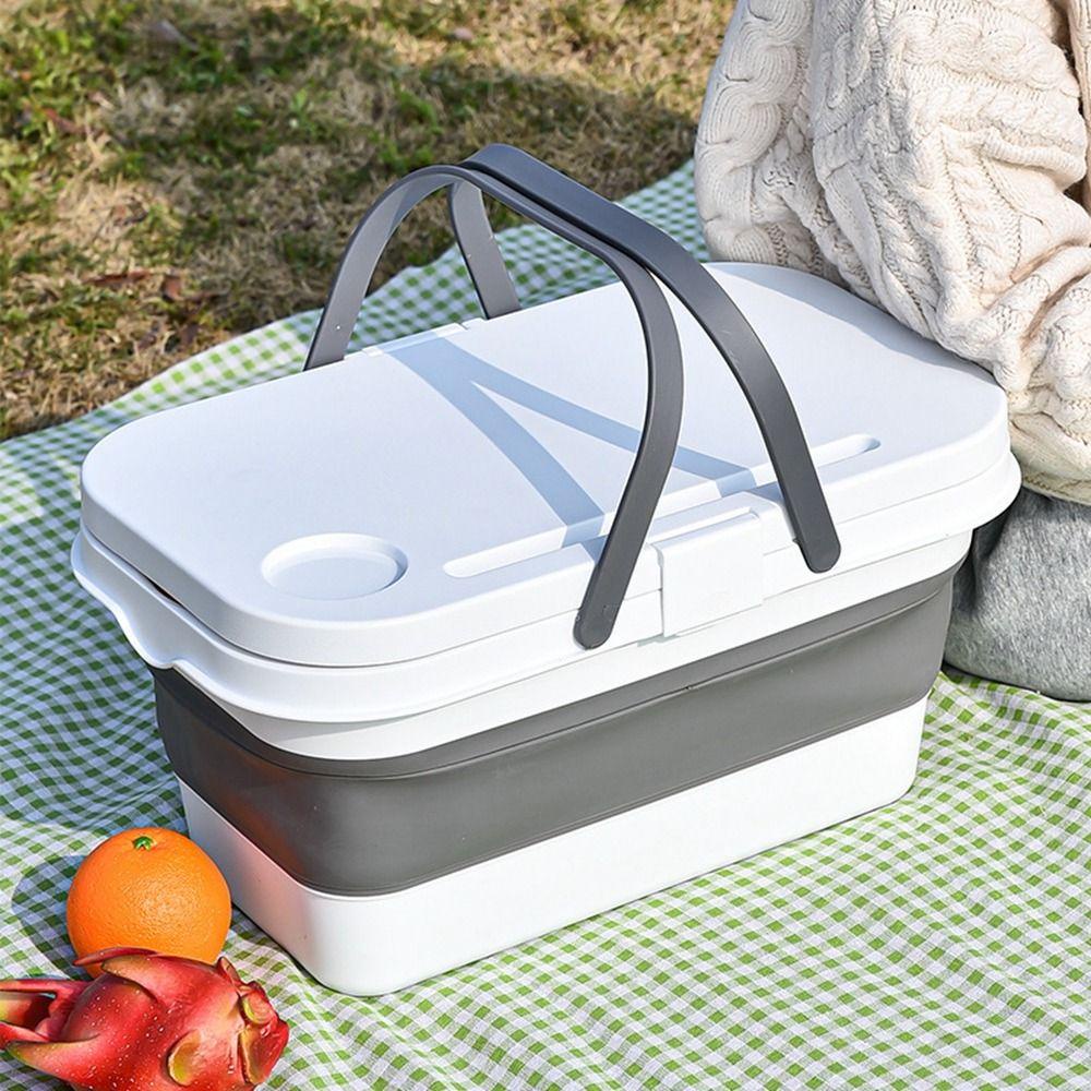 [Elegan] Storage Box Portable Meja Camping Serbaguna Tur Musim Semi Kapasitas Besar Keranjang Serba Serbi Lipat
