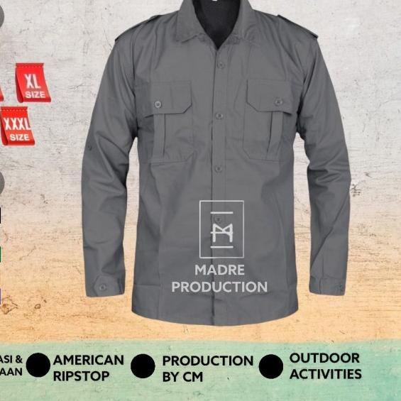 Kemeja Lapangan Pdl Panjang - Abu-abu, S