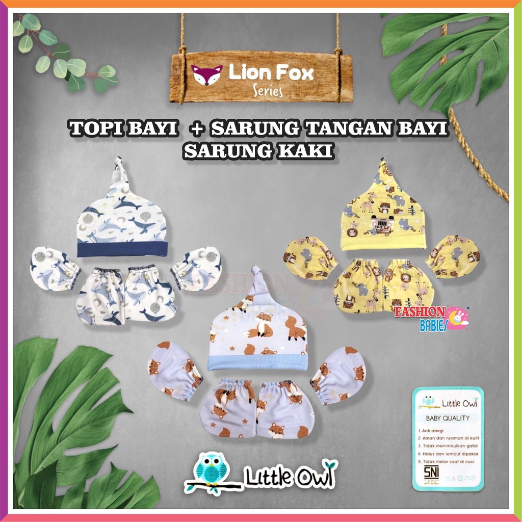 LITTLE OWL TOPI STK SET | Perlengkapan Bayi Newborn ❤️ Fashionbabies ❤️