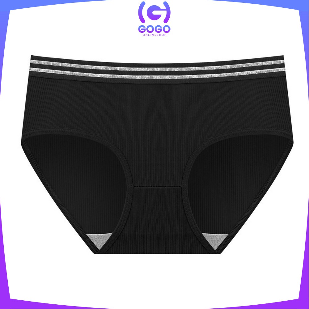 GOGO-P126 Celana Dalam Wanita Cewek Garis Motif Polos Pakaian Dalam Wanita CD Wanita Panties Segitiga Impor