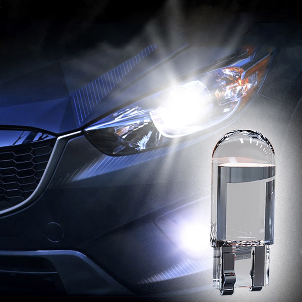 5pcs Lampu led cob t10 w5w 6000k 12v Warna Putih Untuk Plat Nomor Mobil