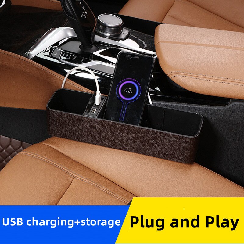 Box Kursi Mobil Car Seat Organizer Storage Side Pocket Cup Holder USB