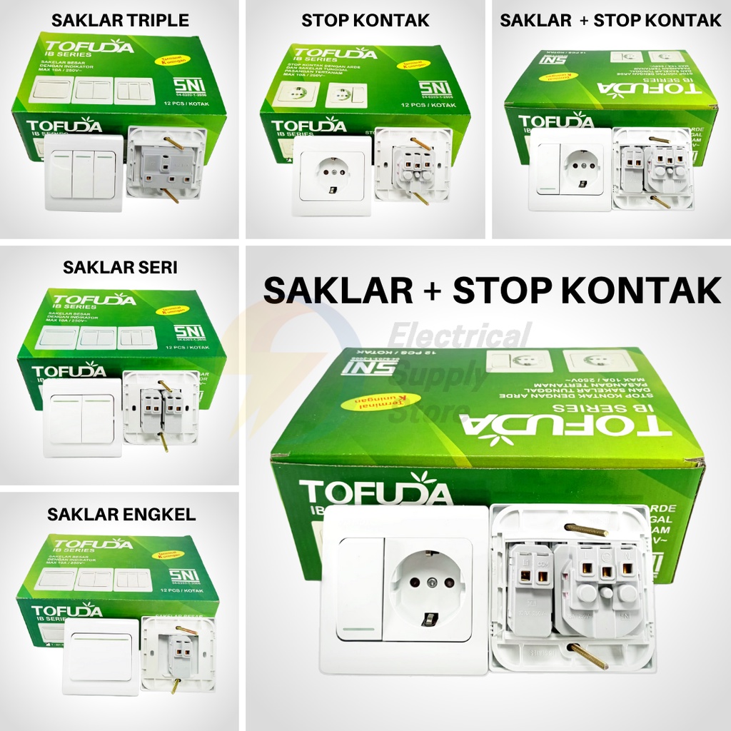 IB SAKLAR ENGKEL/TUNGGAL BESAR RADIUM + STOP KONTAK TOFUDA T-805