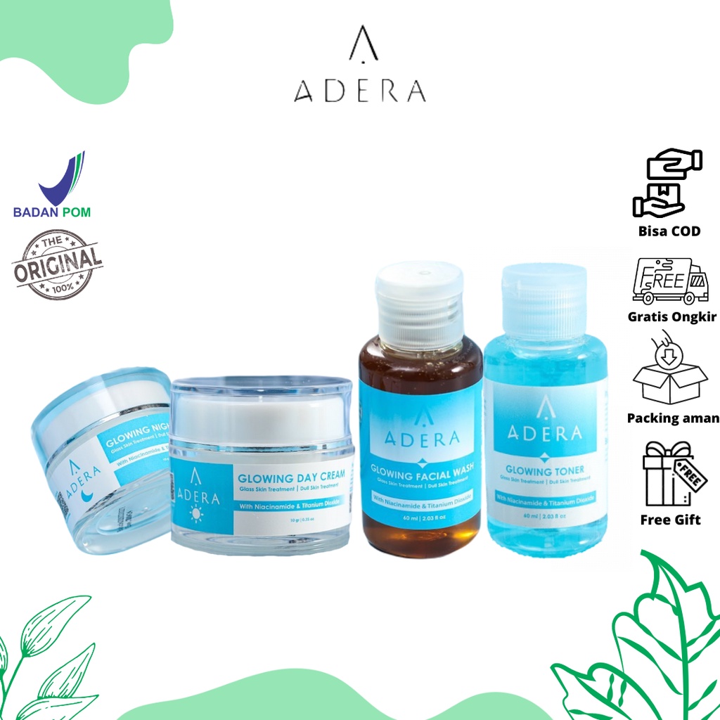 Adera Skincare Paket Adera Cream, Facial Wash, Toner dan Serum Wajah Glowing Penghilang Flek Hitam B