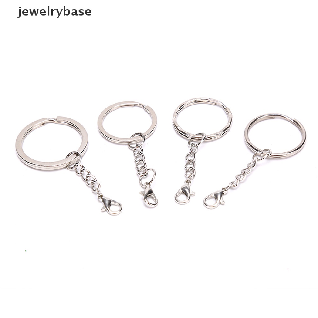 10pcs / Set Gantungan Kunci Split Ring Pendek Warna Silver Polished Untuk Membuat Perhiasan