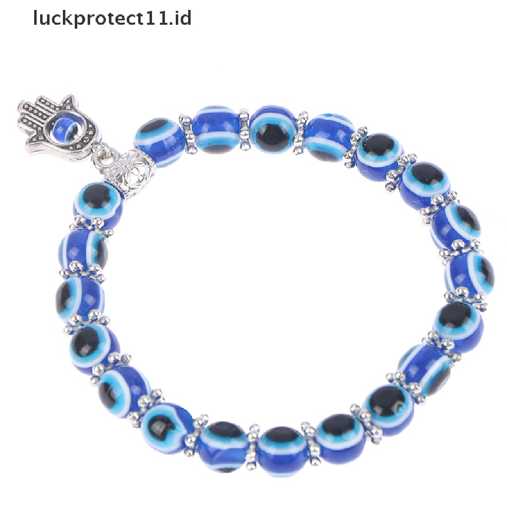 Gelang Keberuntungan Desain Manik-Manik Kaca Mata Iblis Warna Biru Untuk Pria / Wanita / Hadiah 2021
