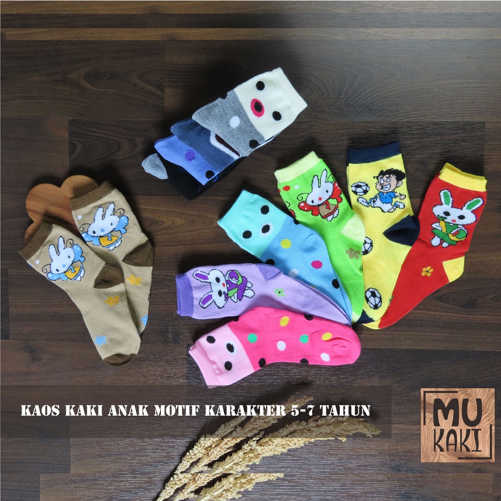 Kaos Kaki Anak Motif Karakter Usia 5-7 Tahun Mukaki