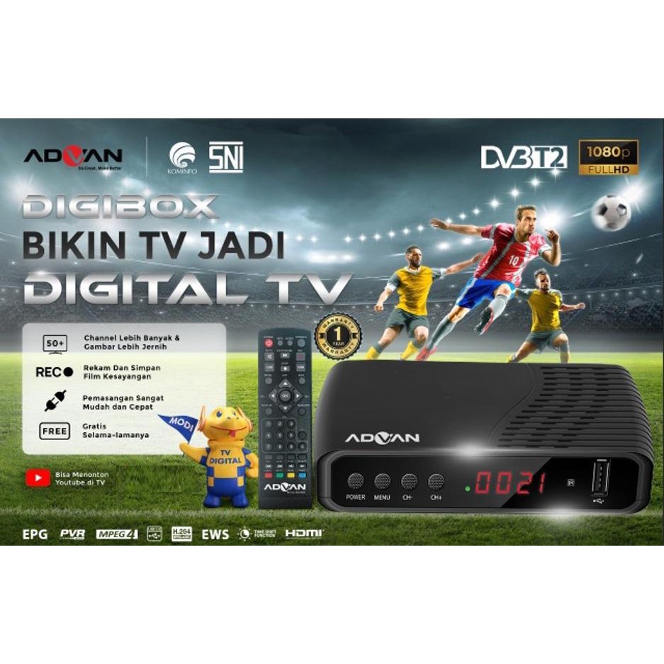 PS Advan Digipro Set Top Box DVB T2 Siaran TV Digital Receiver STB