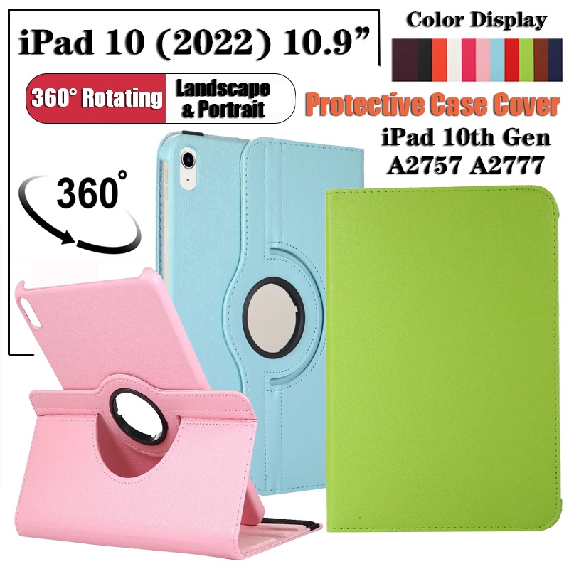 Case Pelindung 360 Derajat Untuk Tablet iPad 10 (2022) 10.9 &quot;iPad 10th Gen 10.9-inch A2757 A2777° Casing Flip Case Folio Bahan Kulit PU Dengan Stand Putar