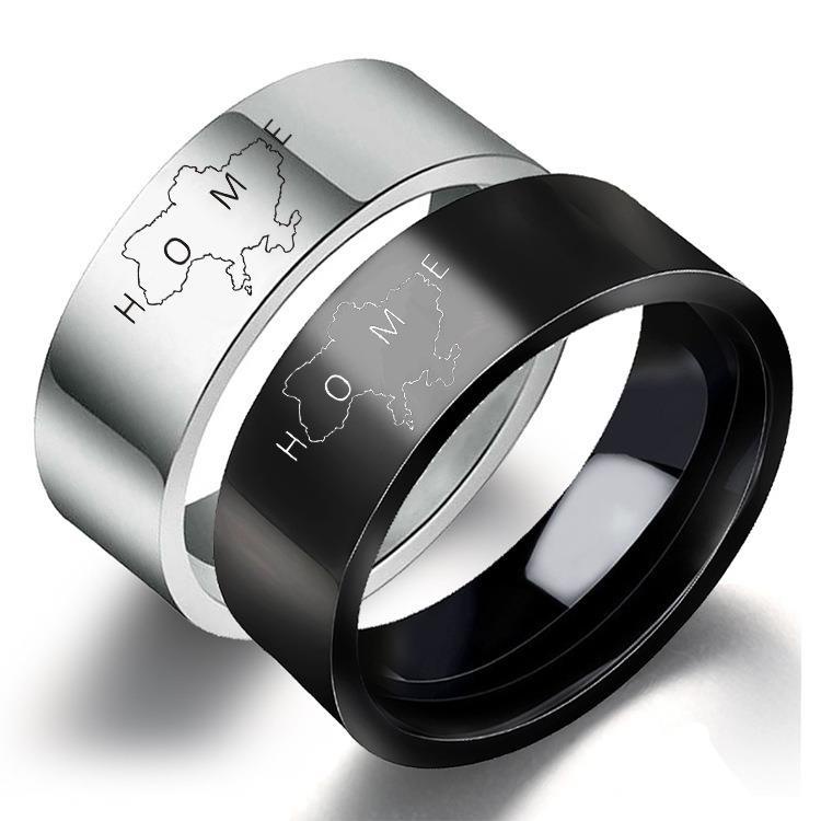 Cincin Bahan Stainless Steel Titanium Steel Motif Peta Ukraine Untuk Pria Dan Wanita