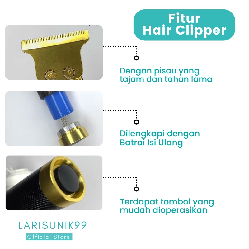 Alat Cukur Rambut Elektrik Alat Potong Rambut Hair Clipper Portable Tanpa Kabel Cukur Jenggot