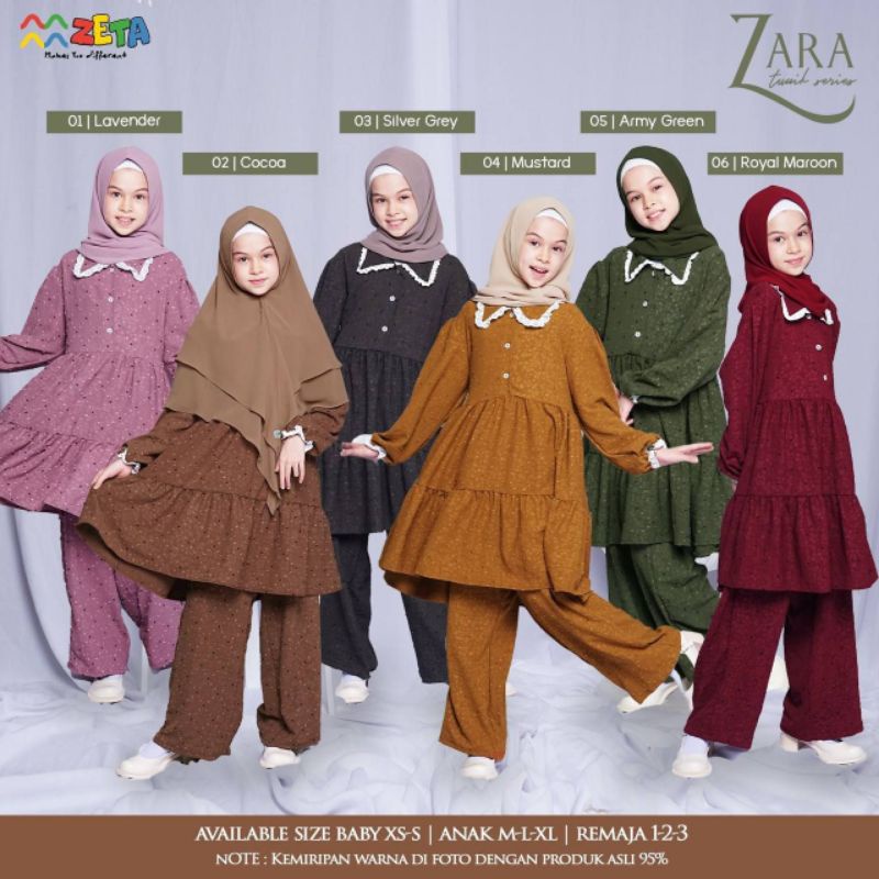 RIHAIA | Zara Tunik Anak Set Series by Zeta Outfit