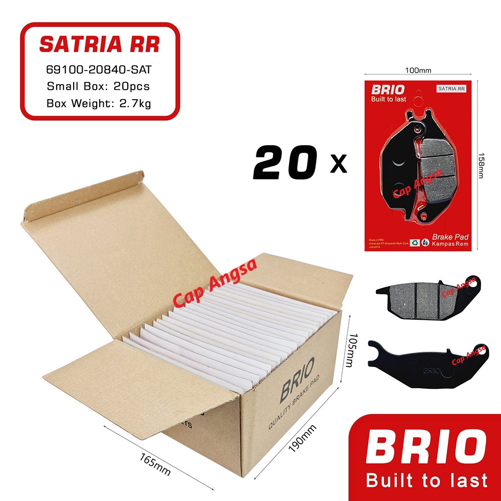 BRIO FRONT BRAKE PAD KAMPAS REM DEPAN DISC DISPED REM SATRIA FU RR 150 JUPITER MX SUPRA X 125 SKYDRIVE 20pc 1dus