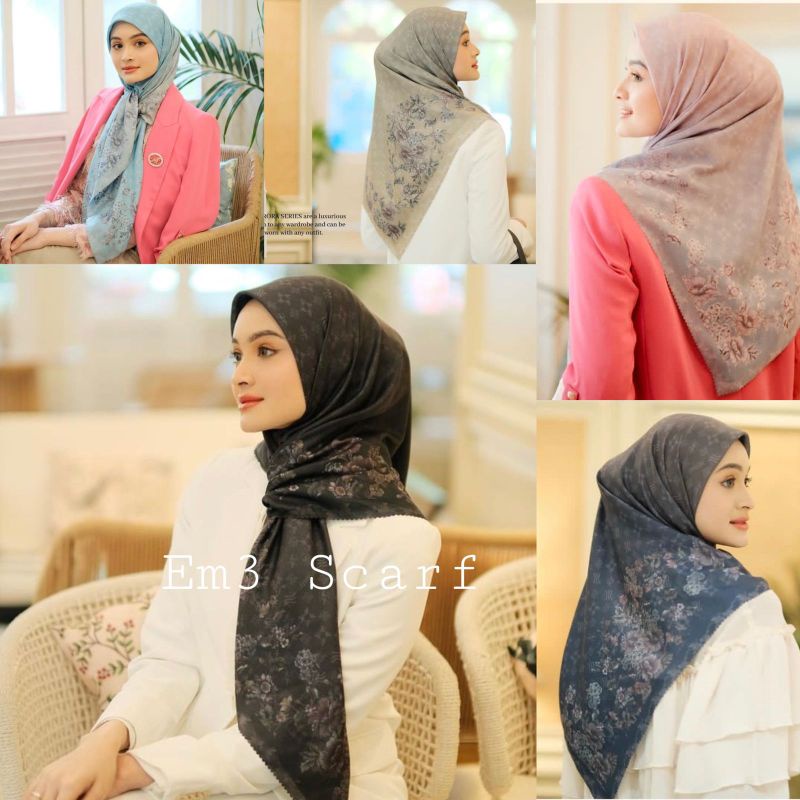 Em3 Scarf motif Sanita series Lasercut Hijab Segiempat Voal Deenay