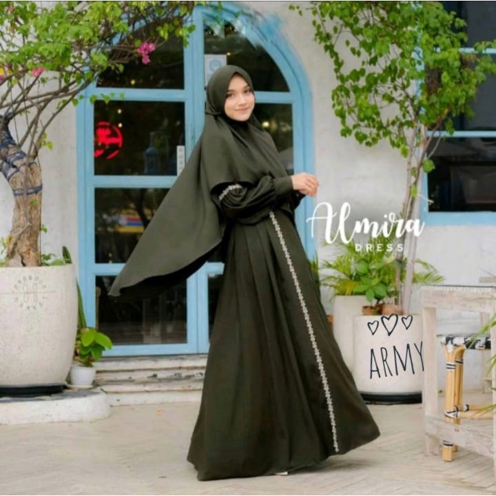 ALMIRA SYAR&quot;I - Syar&quot;i Crinkle kekinian DRESS+ HIJAB terbaru - Crinkle