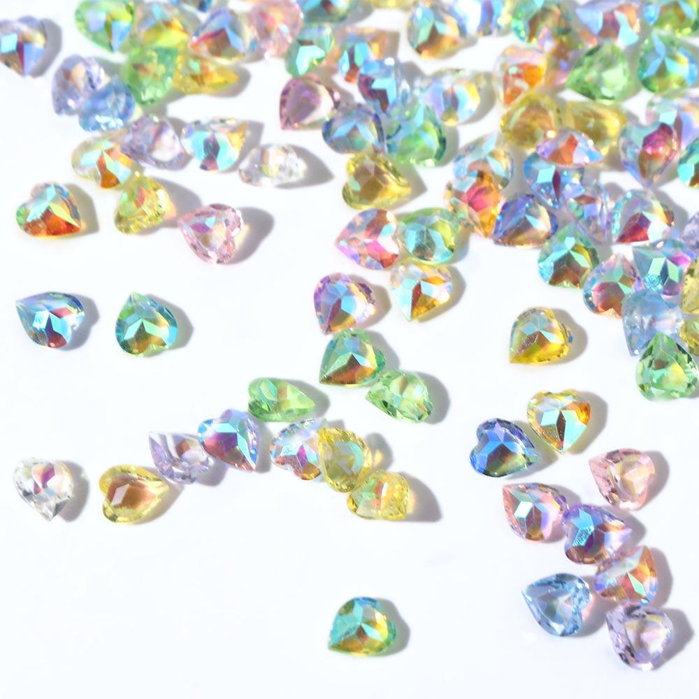 MXBEAUTY Nail Art Rhinestones Glitter 20/100pcs Resin Kaca Flatback AB Kristal Aurora Dekorasi Nail Art