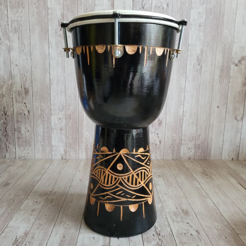 Termurah Gendang Kendang Jimbe Darbuka 40cm Edisi Spesial Black Matte Kulit Asli Mika Power Beat Ukir