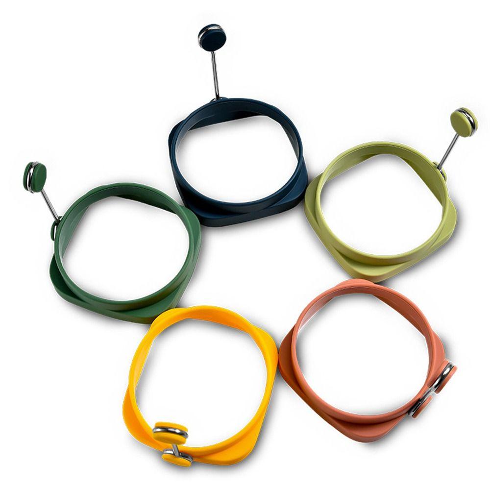 [Elegan] Egg Ring 5pcs Cooking Reversible Bulat/Persegi Dengan Pegangan Anti Lengket Pancake Shaper