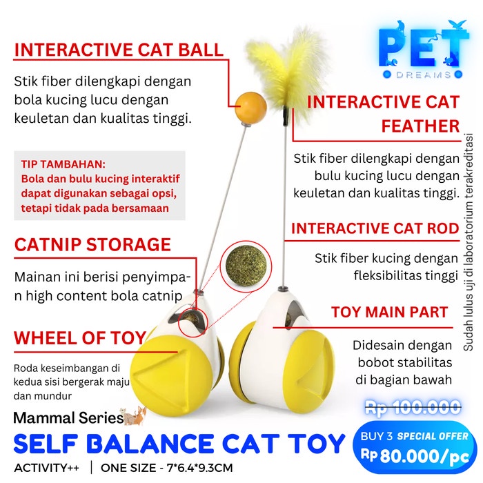 MAINAN KUCING BULU BOLA TONGKAT PANCINGAN CATNIP GERAK CAT TEASER TOY