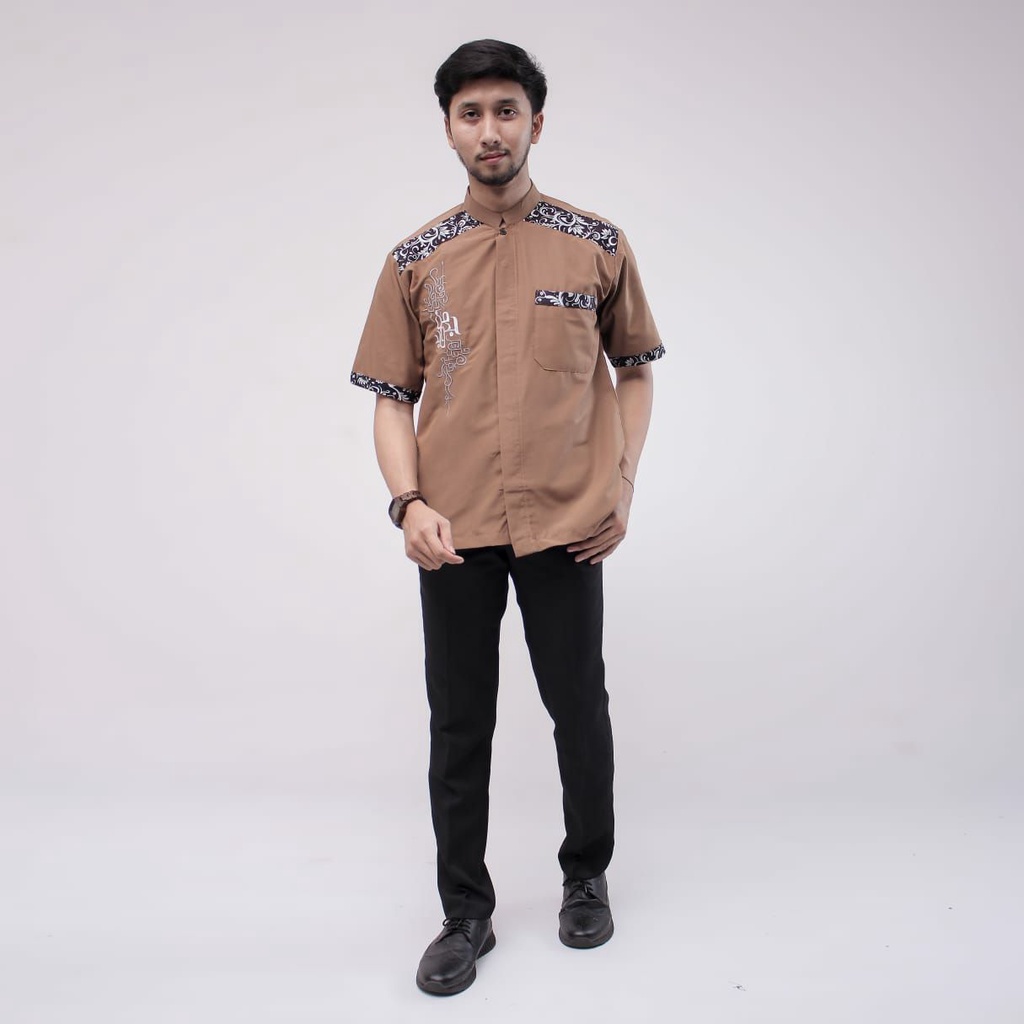 Koko Kurta Lengan Pendek Kombinasi Batik Matt Katun Adem Tebal Terlaris