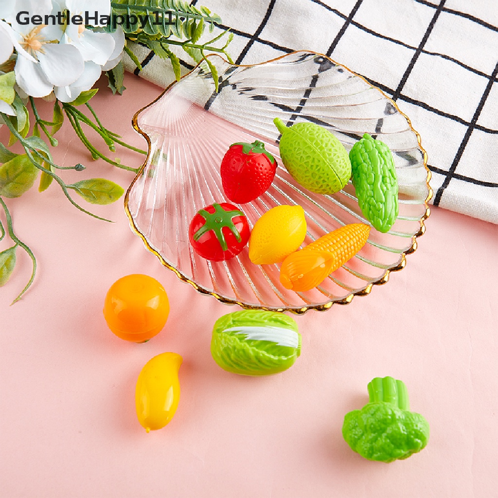 GentleHappy 10pcs Mini Simulation Fruit Vegetables Toy Kids Pretend Play Dollhouse Accessory id