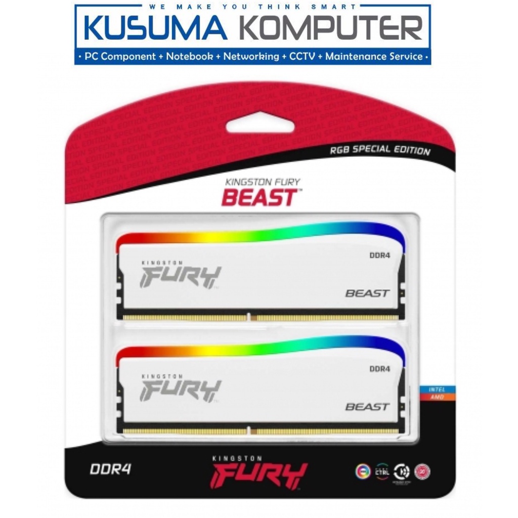 Ram Kingston Fury Beast RGB 16GB White DDR4 3200MHz KF432C16BWAK2/16