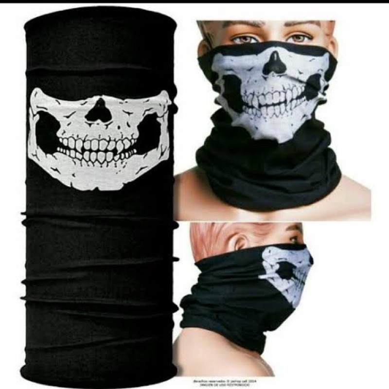 Buff polos hitam buff motif masker syal buff multi fungsi bandana headband slayer