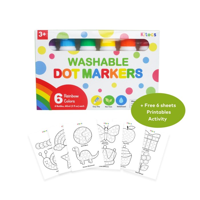 

[COD AKTIF] Kitecs Dot Marker Washable Spidol Anak Bulat Coloring Painting Drawing