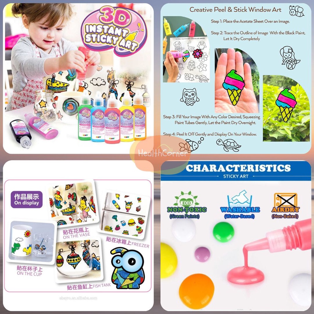 3D Instant Sticky Art Paint Art Kit Painting Stickers Catcher Craft Toddlers Kids - Mainan EDUKASI Melukis 3D Anak