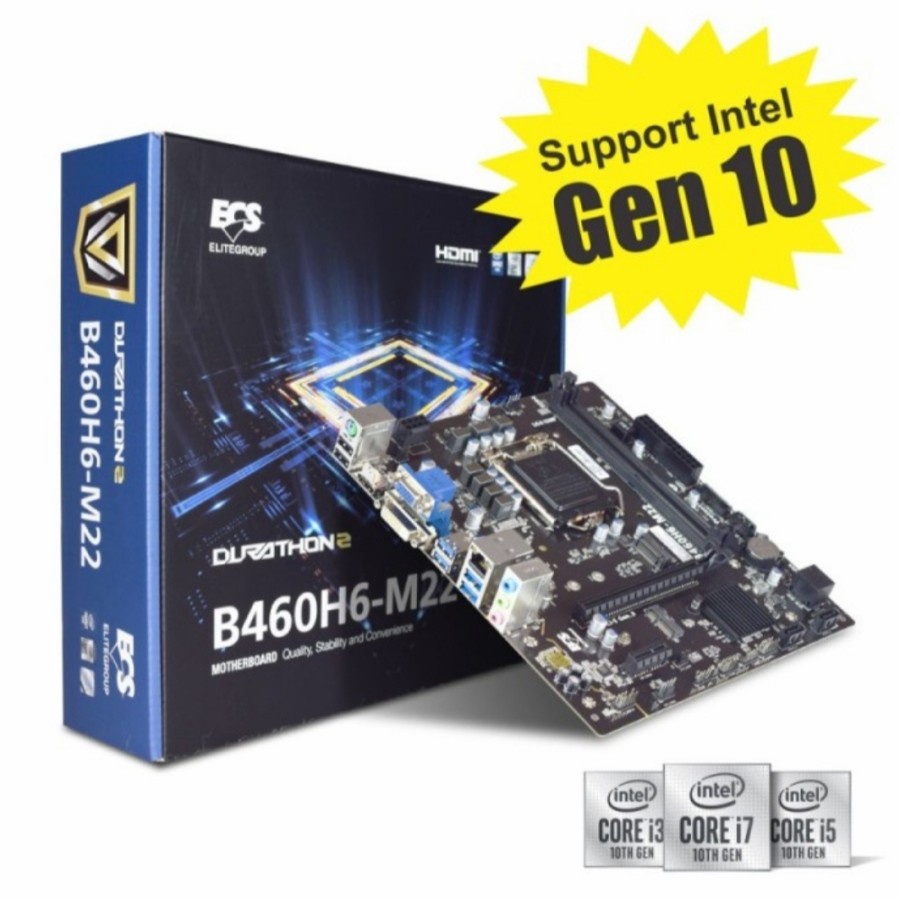 MOTHERBOARD ECS B460H6-M22 Intel Gen 10 Soket 1200